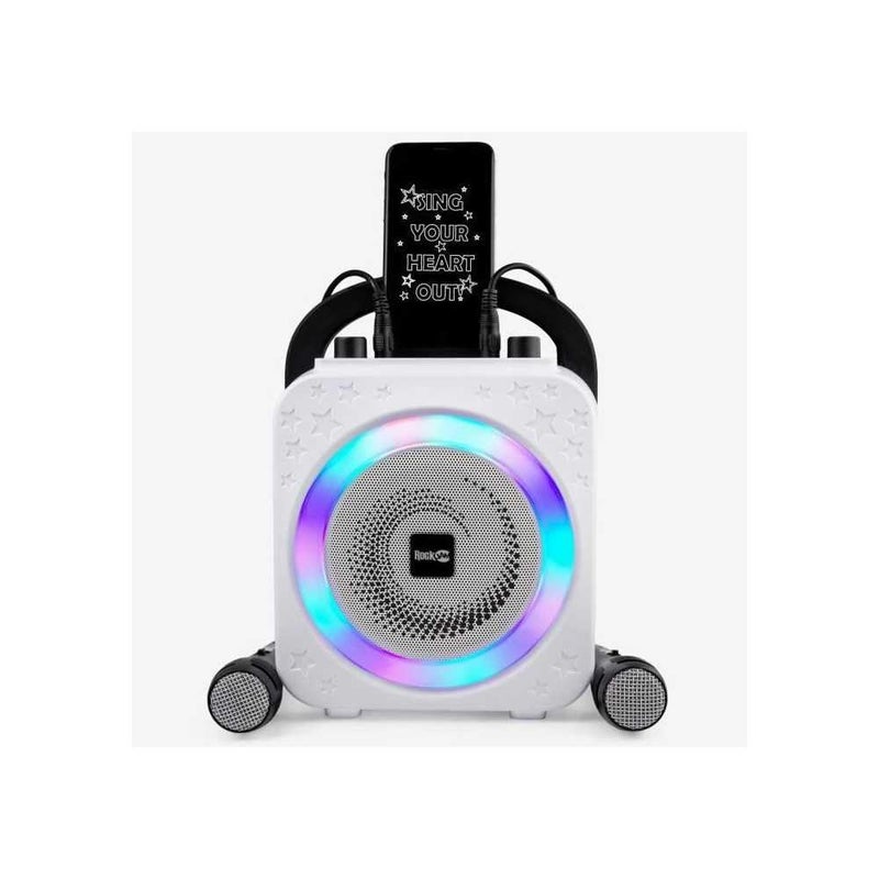 RockJam 10-Watt Rechargeable Bluetooth Karaoke Machine with Two Mics, Lightshow & Voice Effects - Image 4